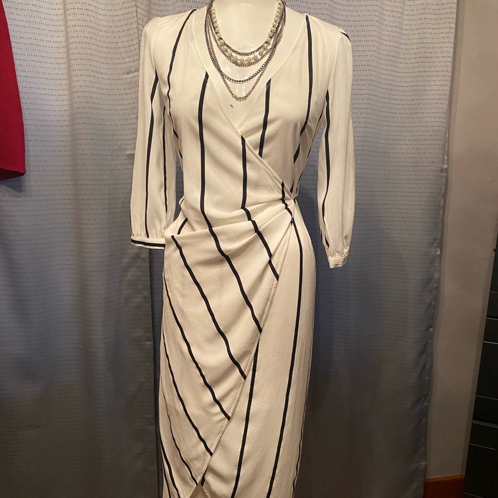 Black and white stripped wrapped dress
